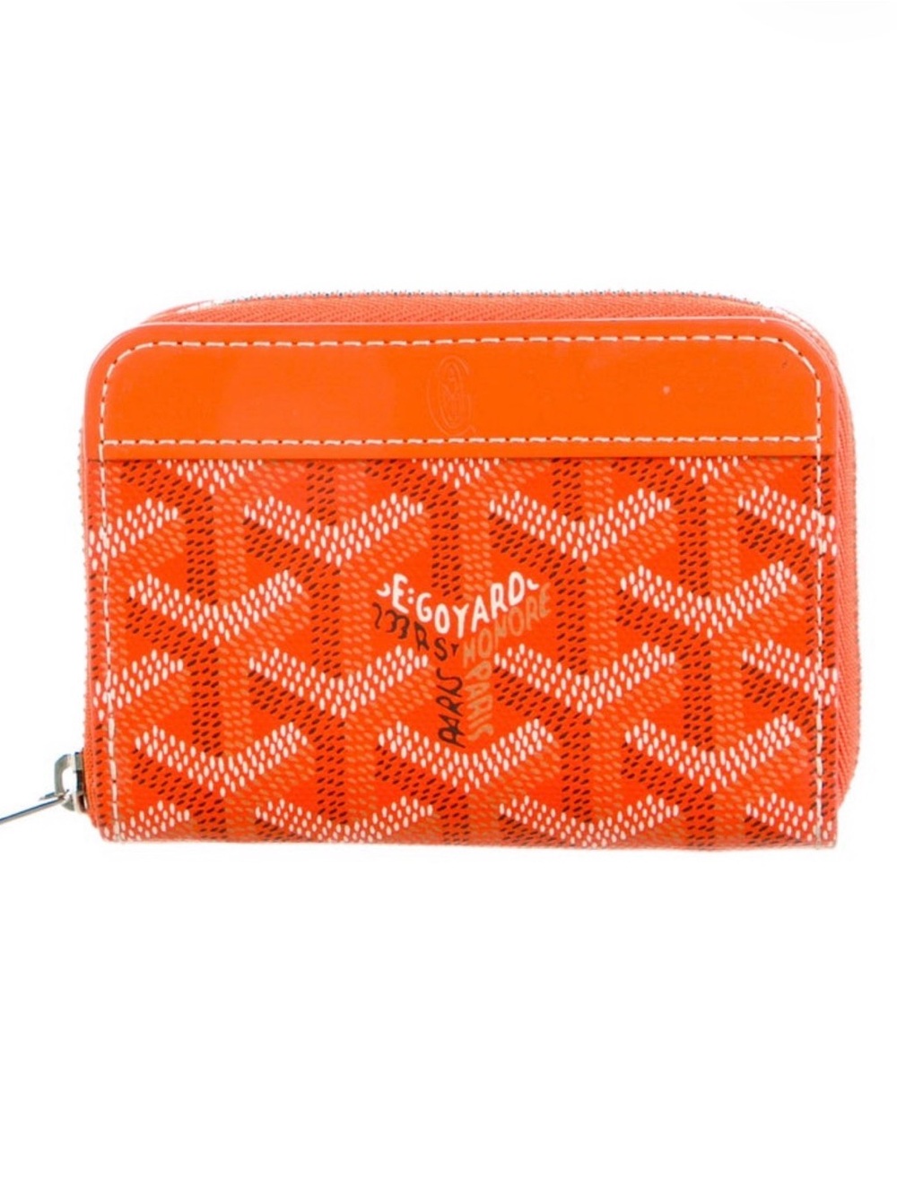 Goyard Orange Chevron Zip Card Wallet